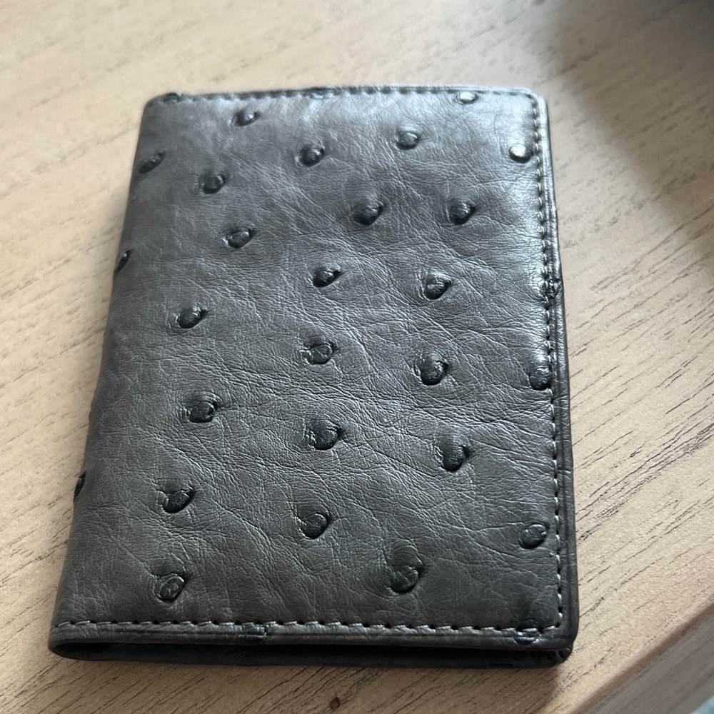 Women's Gray ostrich Card & Key Holder